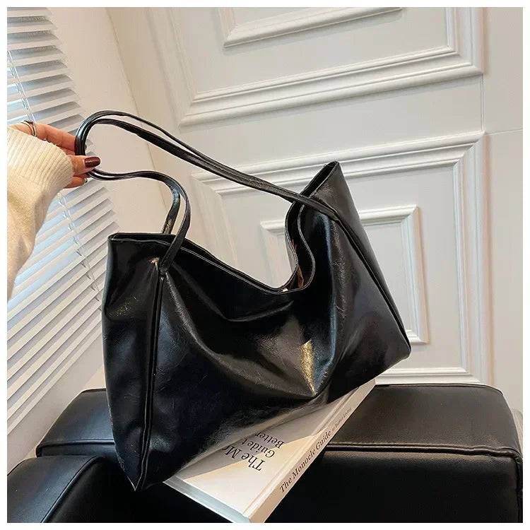 Women Casual Shoulder & Hand Tote Bag Fashion Underarm Pouch Large Capacity Soft Pu Leather Shoulder Bag Retro Crossbody Bag Casual Portable BucketBags