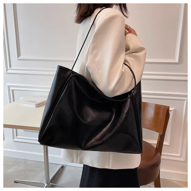 Women Casual Shoulder & Hand Tote Bag Fashion Underarm Pouch Large Capacity Soft Pu Leather Shoulder Bag Retro Crossbody Bag Casual Portable BucketBags