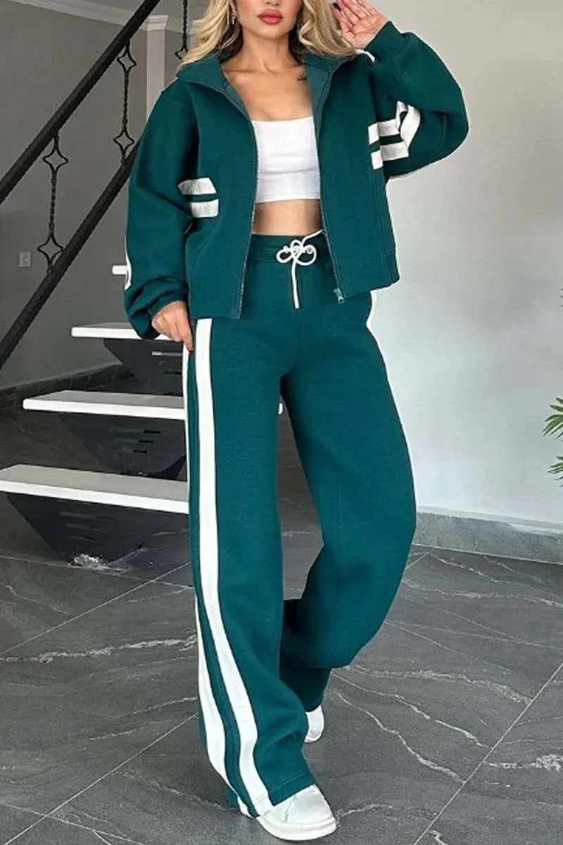 Y2K Revival Women’s Striped Crop Top & Wide Leg Pants Set | Trendy Retro Streetwear
