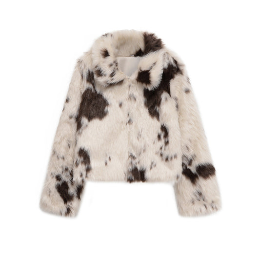 Women's Animal Print Faux Fur Coat | Elegant Leopard Print Winter Overcoat