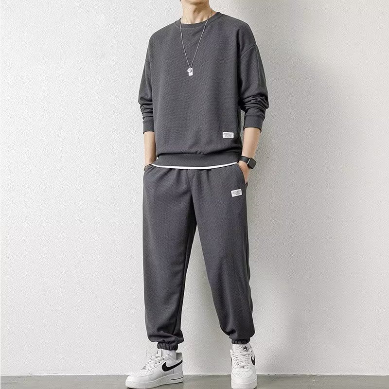 Men's Waffle Knit Leisure Set | Long Sleeve Sports Suit
