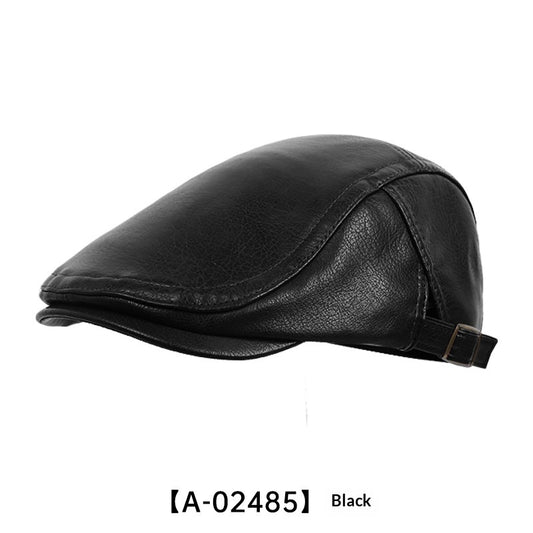 AutumnWinter American-style Leather Trapper Hat Men's Vintage Painter's Cap