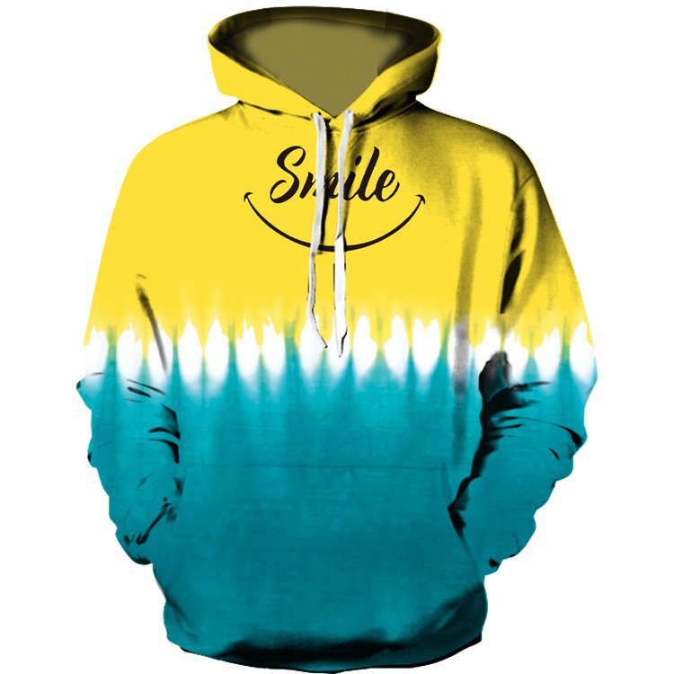 3D Contrast Couple Hooded Sweater | B&W Digital Hoodie