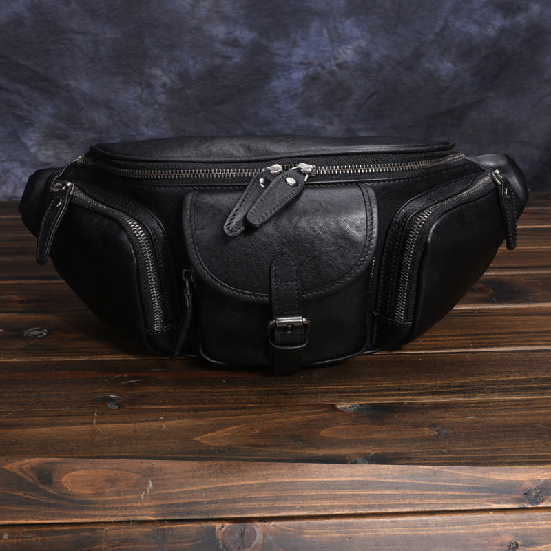 Urban Edge: First Layer Cowhide Slanted Chest Bag