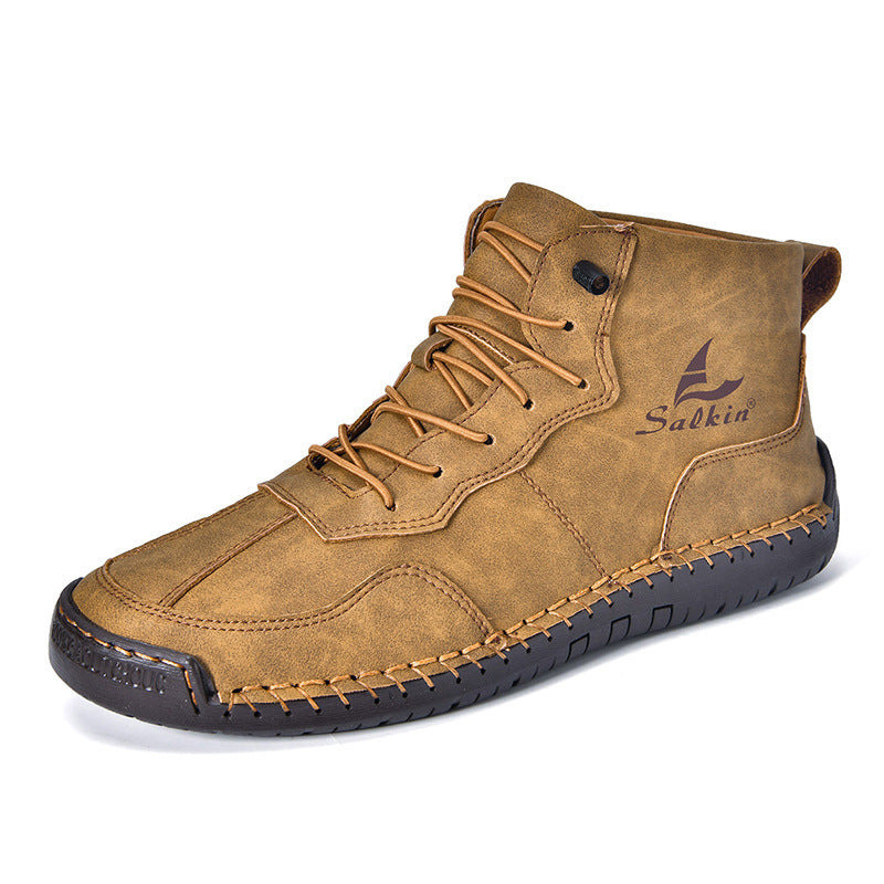 Timeless Tread – Men’s Leather Low-Top Retro Casual Boots