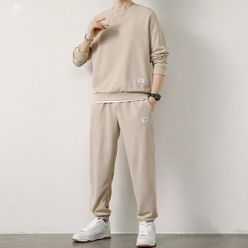 Men's Waffle Knit Leisure Set | Long Sleeve Sports Suit