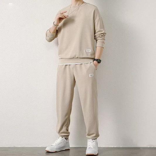 Men's Waffle Knit Leisure Set | Long Sleeve Sports Suit