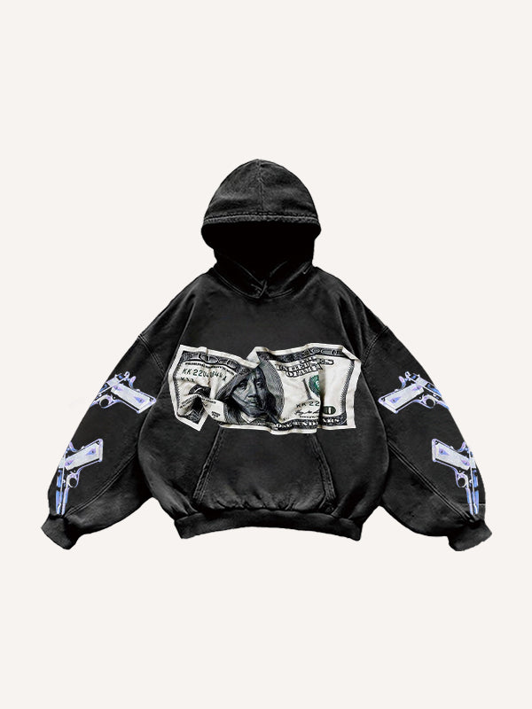 100 Dollar Bill Printed Sweater | Graphic Cash Pullover