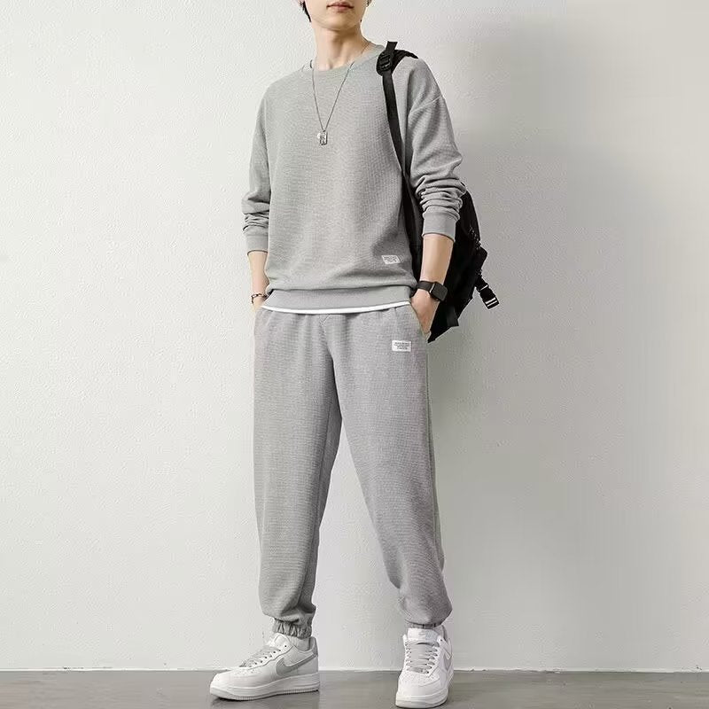 Men's Waffle Knit Leisure Set | Long Sleeve Sports Suit