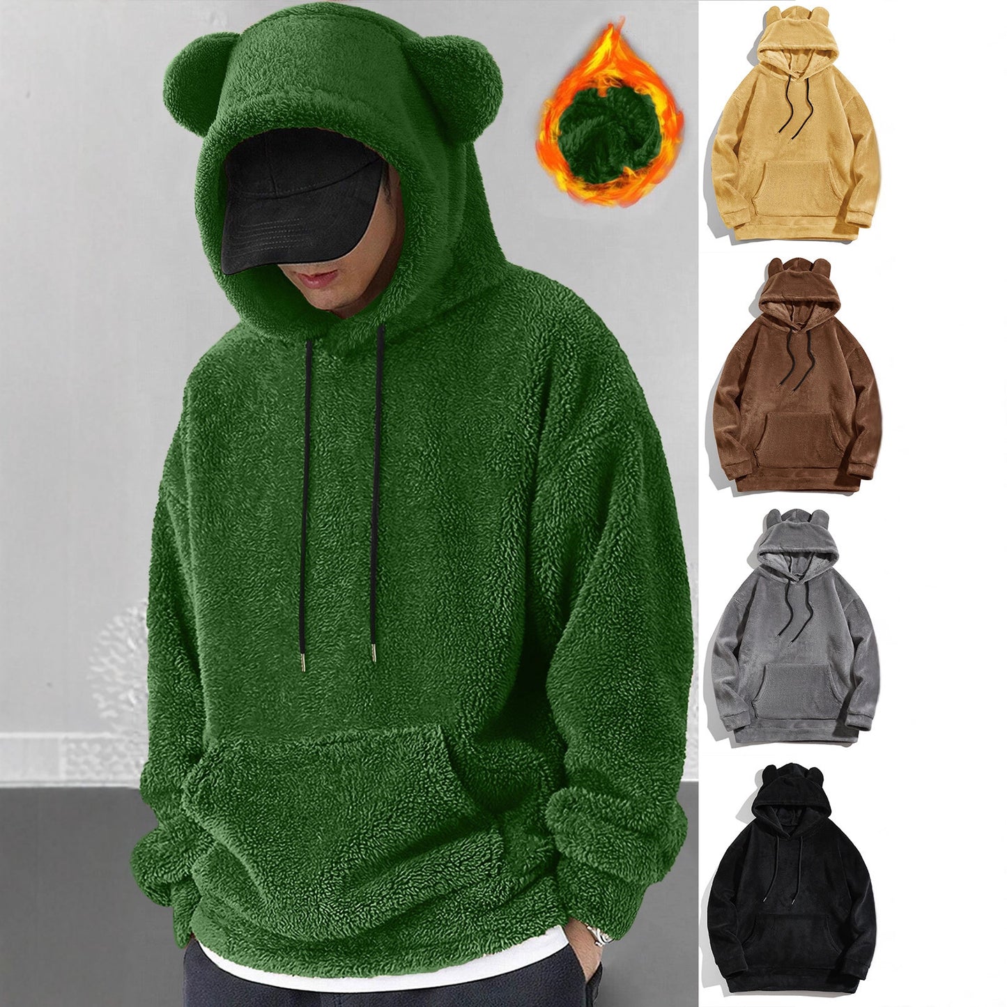 Men's Cool Fashion Coral Fleece Hoodie | Warm Pullover