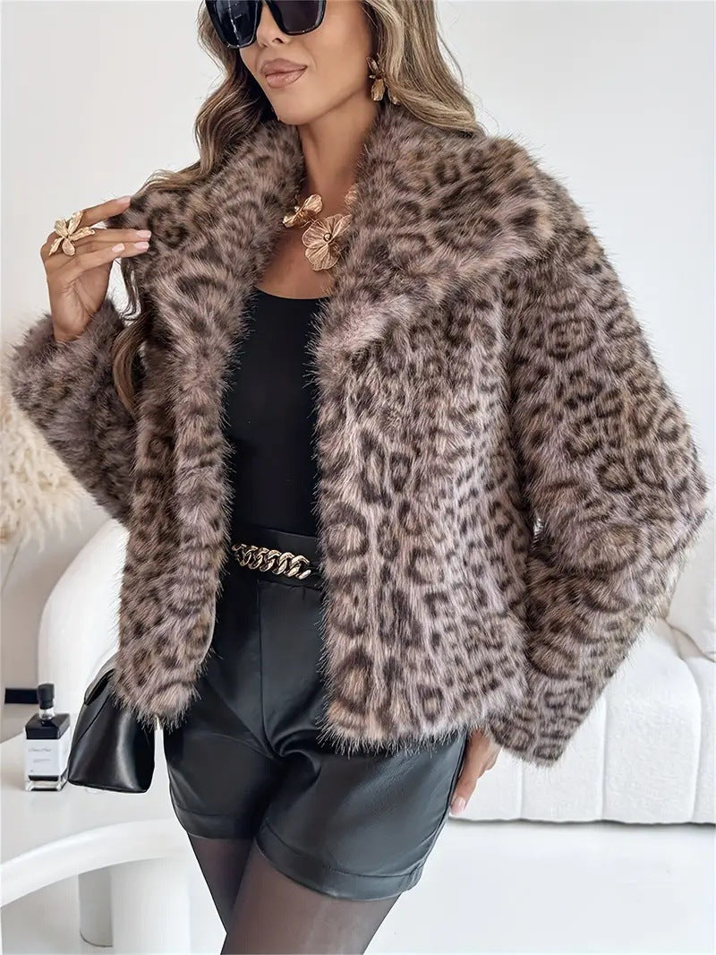 Women’s Ombré Gradient Faux Fur Coat | Pointed Lapel Winter Overcoat