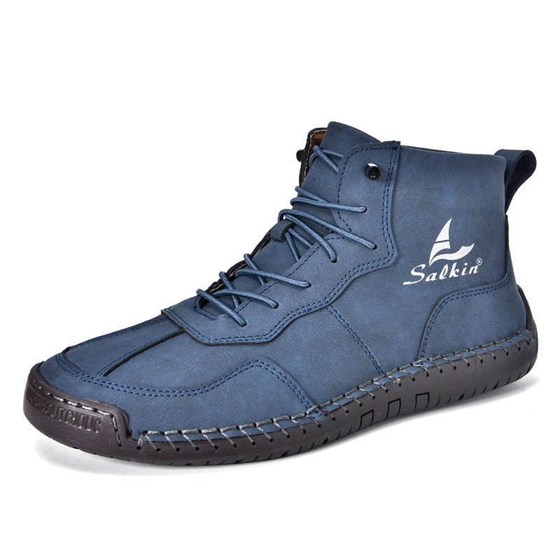 Timeless Tread – Men’s Leather Low-Top Retro Casual Boots